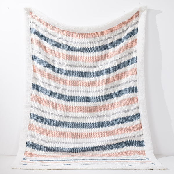 Sofa Pledd / Teppe - Strikket Stripe Pastell 01