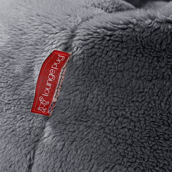 CloudSac 200 Barn Memory Foam Stor Sakkosekk 2-12 år - Teddy-fuskepels Mørkegrå Fabric Close-up Image