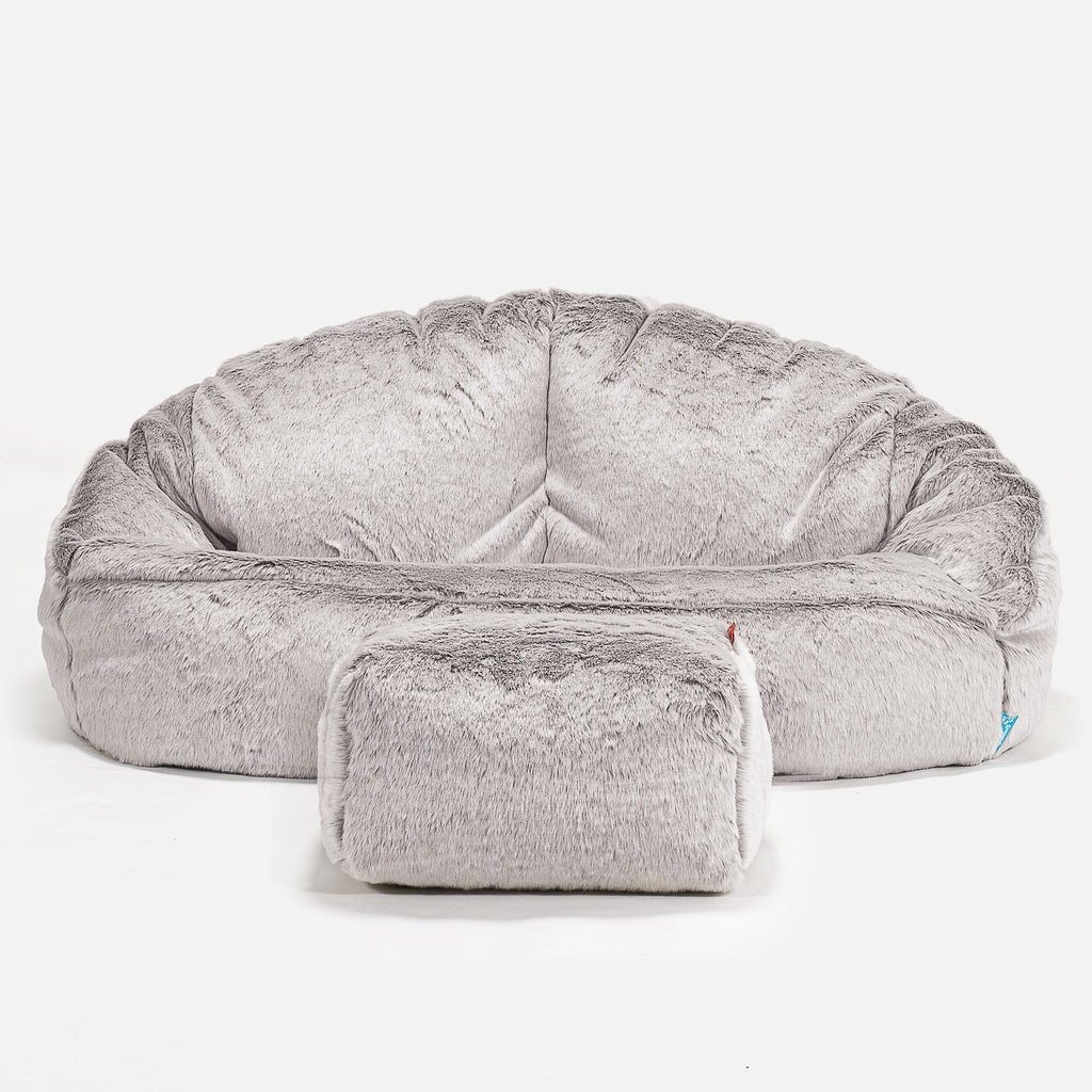 Bubble Sofa-saccosekk for Barn 2-6 år - Kanin-fuskepels Lysegrå 02