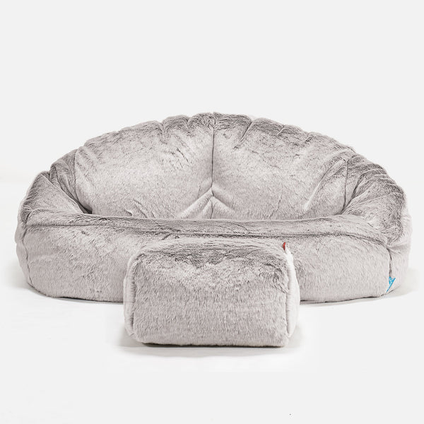 Bubble Sofa-saccosekk for Barn 2-6 år - Kanin-fuskepels Lysegrå 01